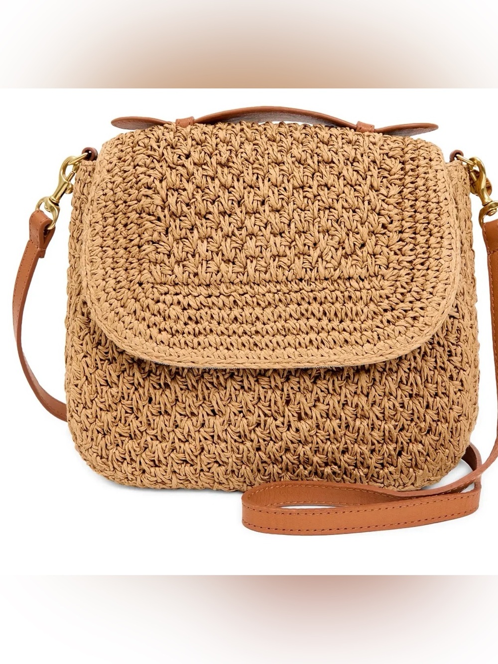 Clare V Louis with top handle in twisted raffia palm